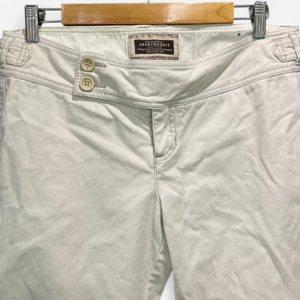 Y2K Abercrombie & Fitch Low Rise Hip Hugger Flare Pants Cream Cotton Size 8 - Picture 6 of 10